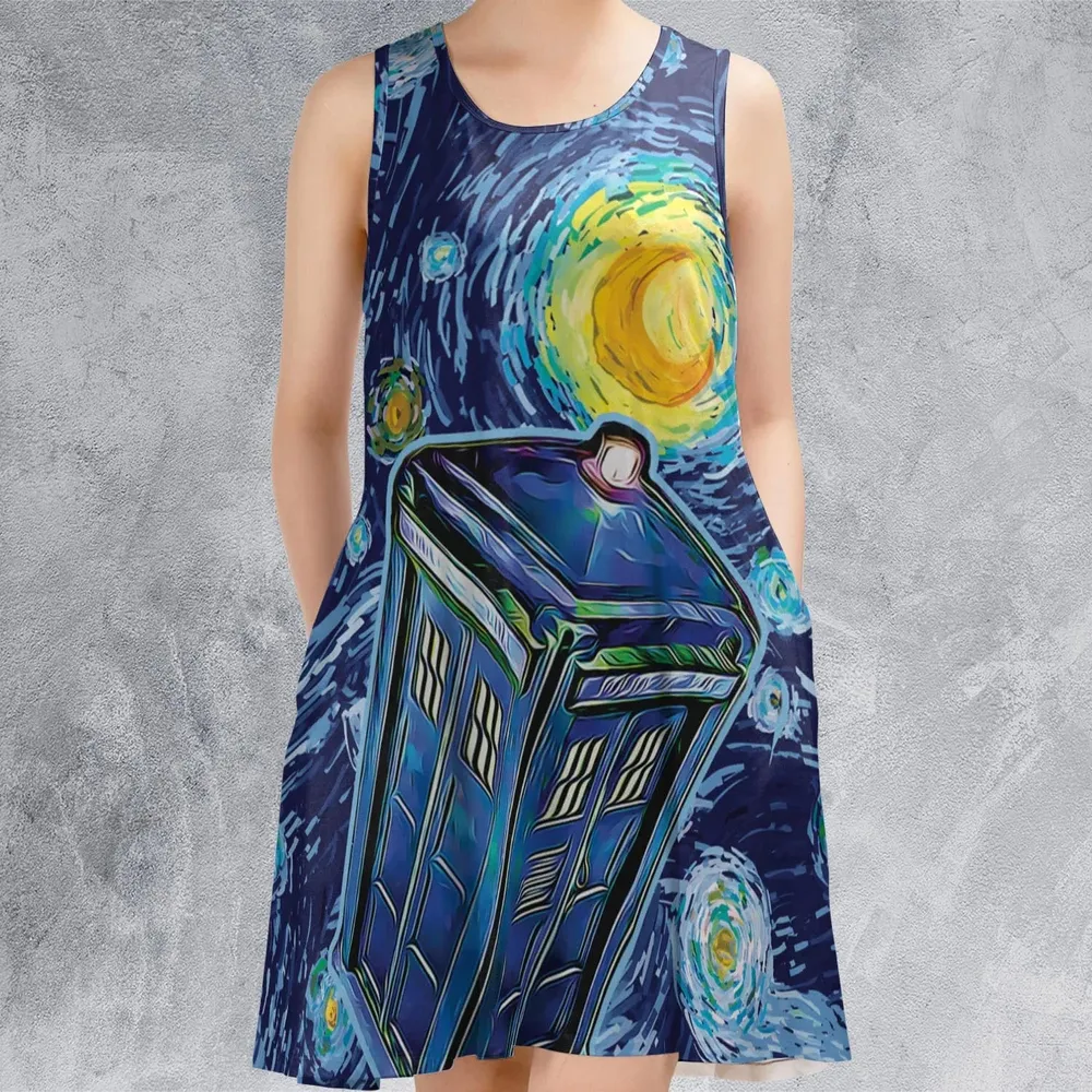 Tardis Starry Night Doctor Who Sleeveless Dress - 2