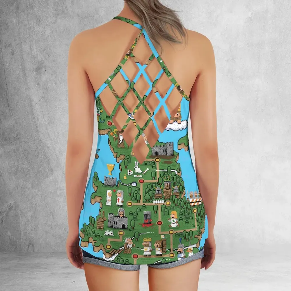 Pixel Art Python Monty Python Criss Cross Tank Top - 3