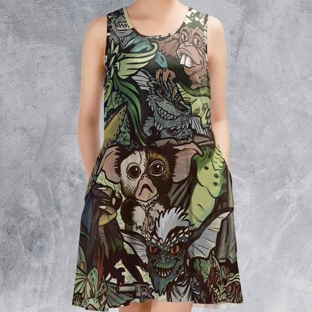 Tropical Gremlins Sleeveless Dress - 2