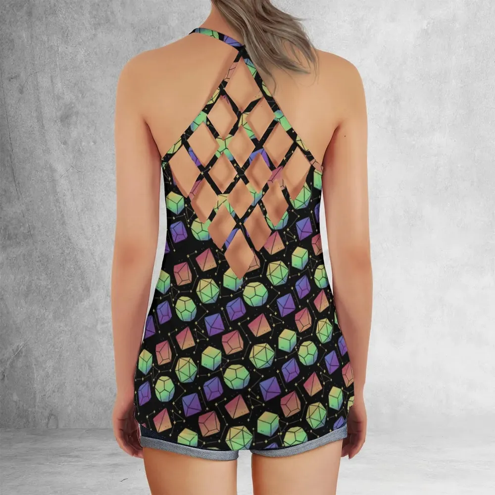 Rainbow Galaxy DnD Criss Cross Tank Top - 3