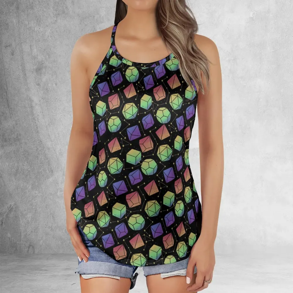 Rainbow Galaxy DnD Criss Cross Tank Top - 2