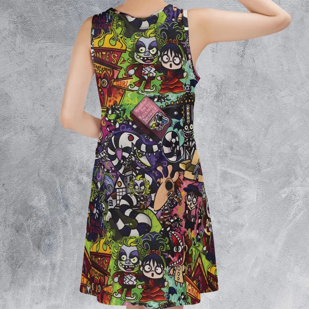 Spooky Chic Beetlejuice Sleeveless Dress - 3