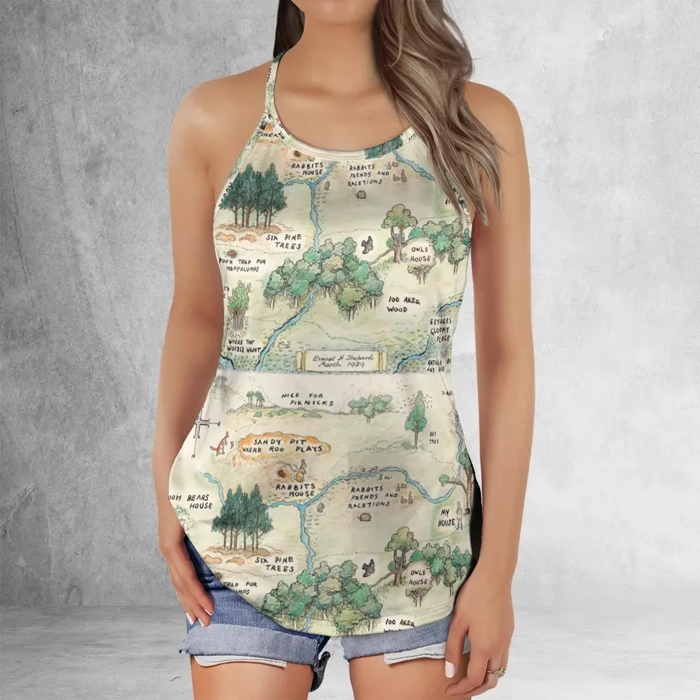 Hundred Acre Wood Map Criss Cross Tank Top - 2