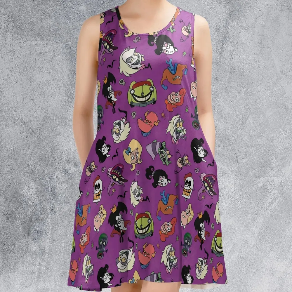 Beetlejuice Cartoon Vintage Sleeveless Dress - 2