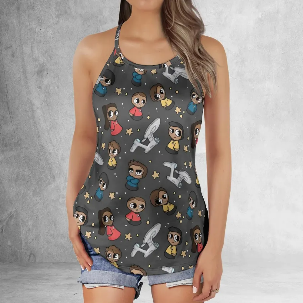Cute Space Star Trek Criss Cross Tank Top - 2