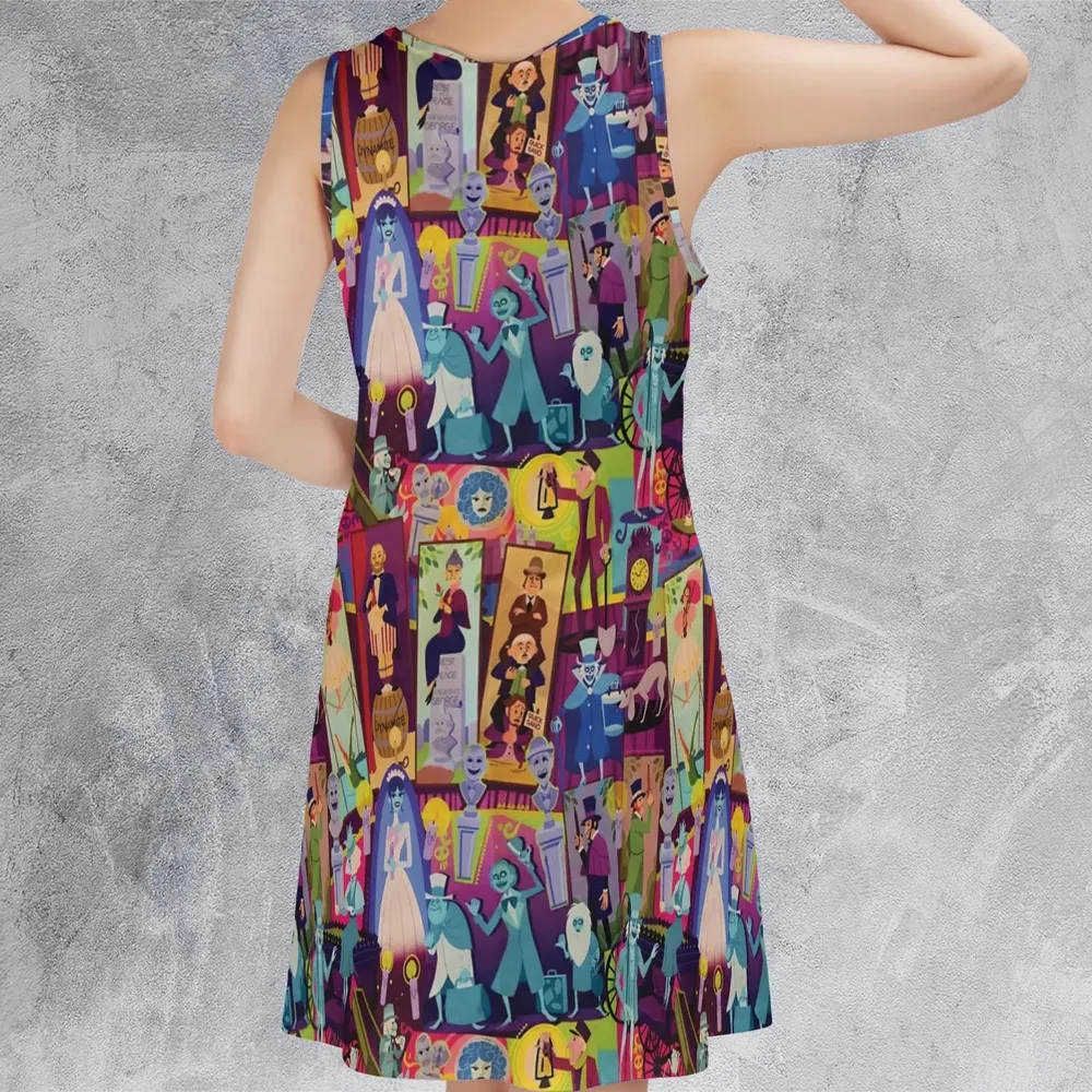 Retro Mansion Collage Sleeveless Dress - 3