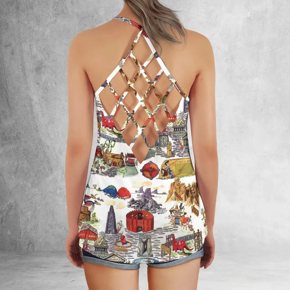History Of Bedrock Flintstones Criss Cross Tank Top - 3