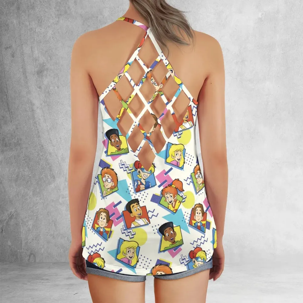90s Pattern and Kids Club Criss Cross Tank Top - 3