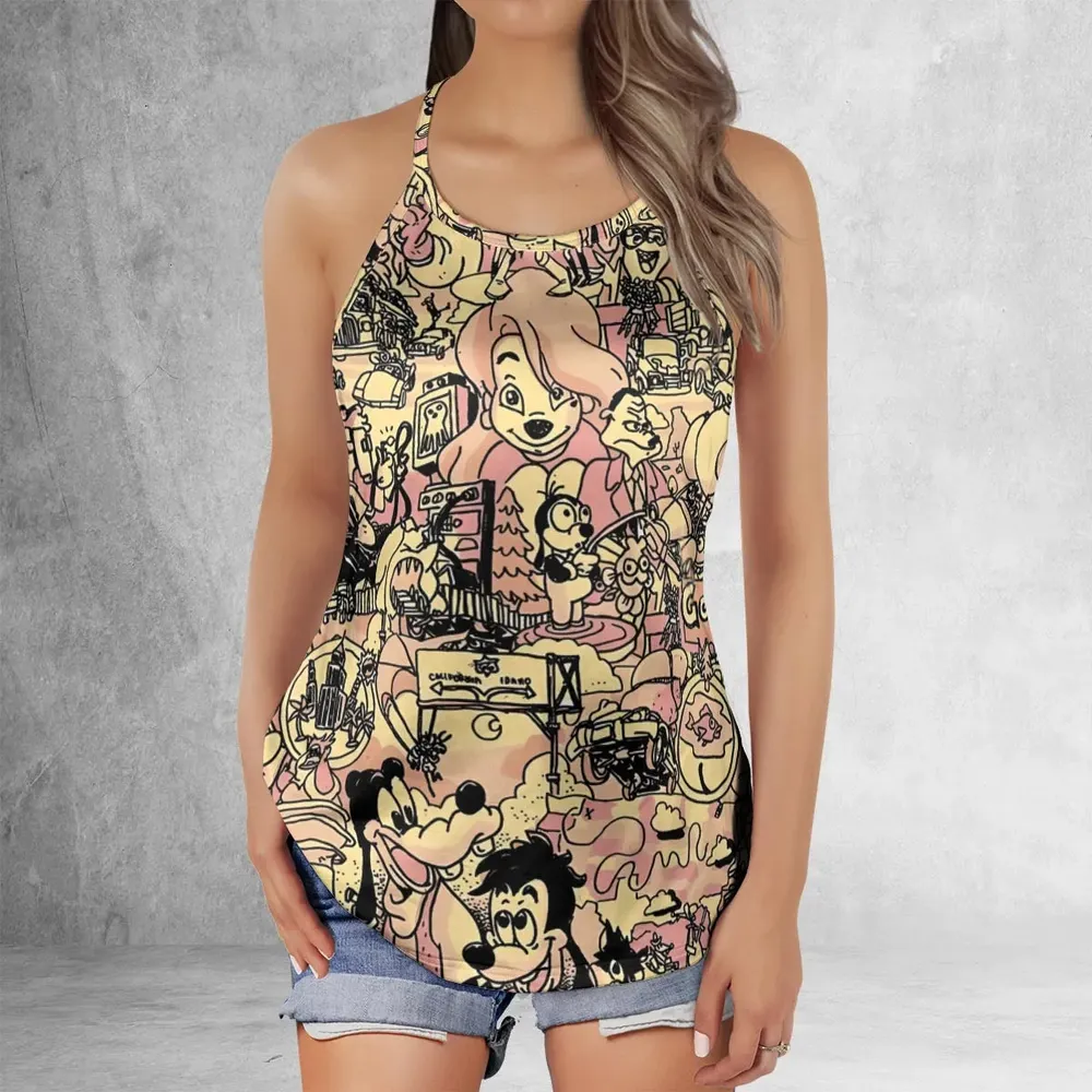 Goofy Movie Collage Criss Cross Tank Top - 2