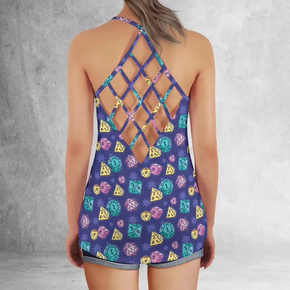 Pixel Dice DnD Criss Cross Tank Top - 3