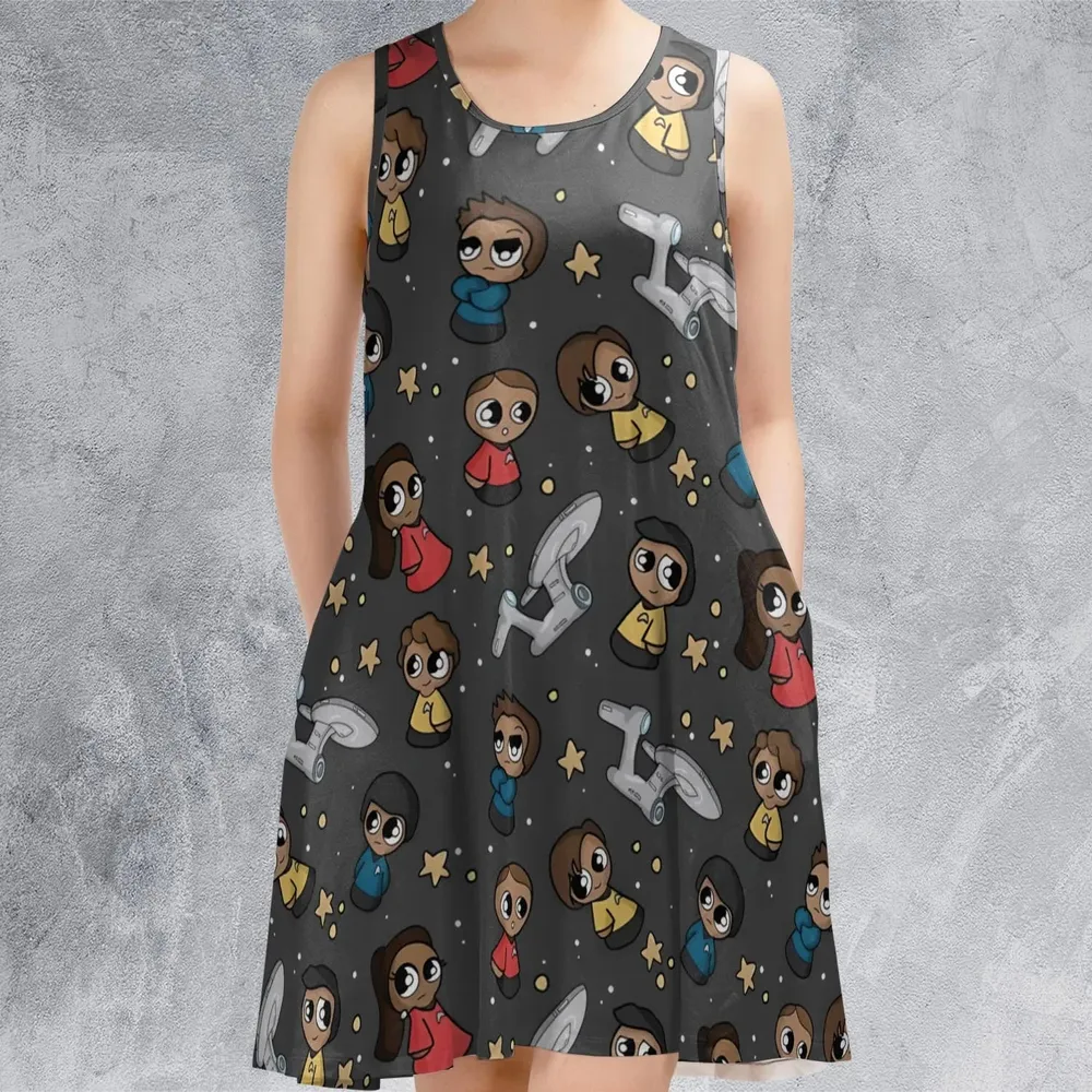 Cute Space Star Trek Sleeveless Dress - 2