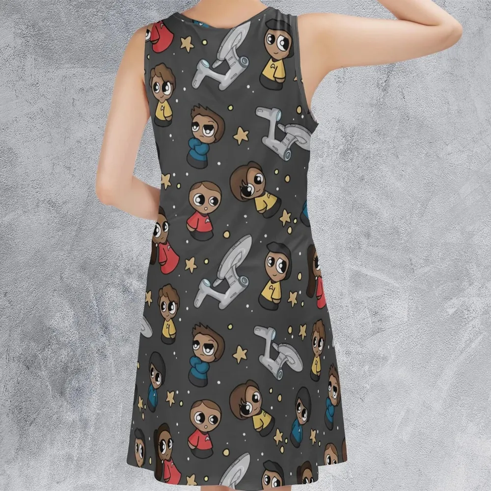 Cute Space Star Trek Sleeveless Dress - 3