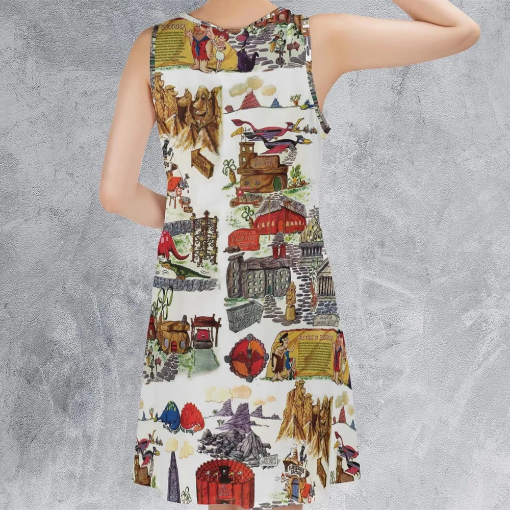 History Of Bedrock Flintstones Sleeveless Dress - 3