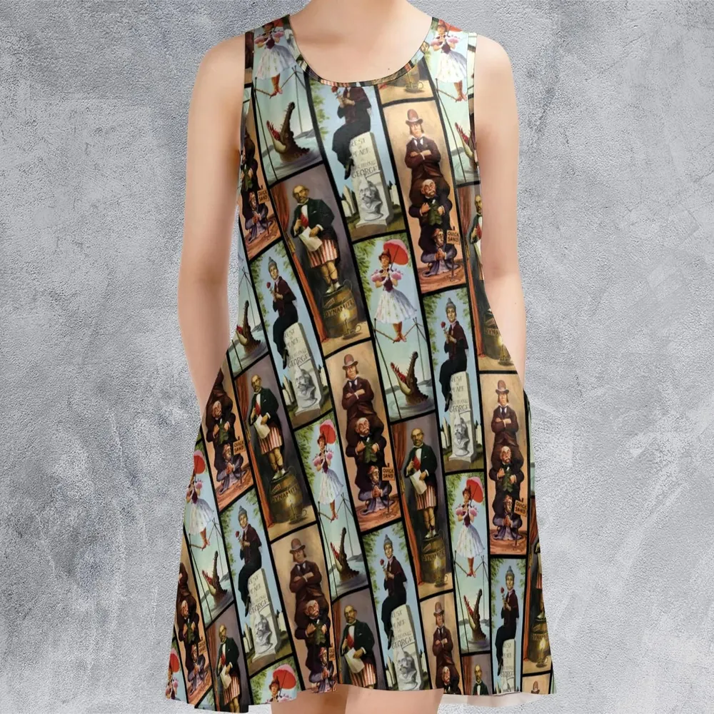Haunted Mansion Vintage Stretch Pattern Sleeveless Dress - 2