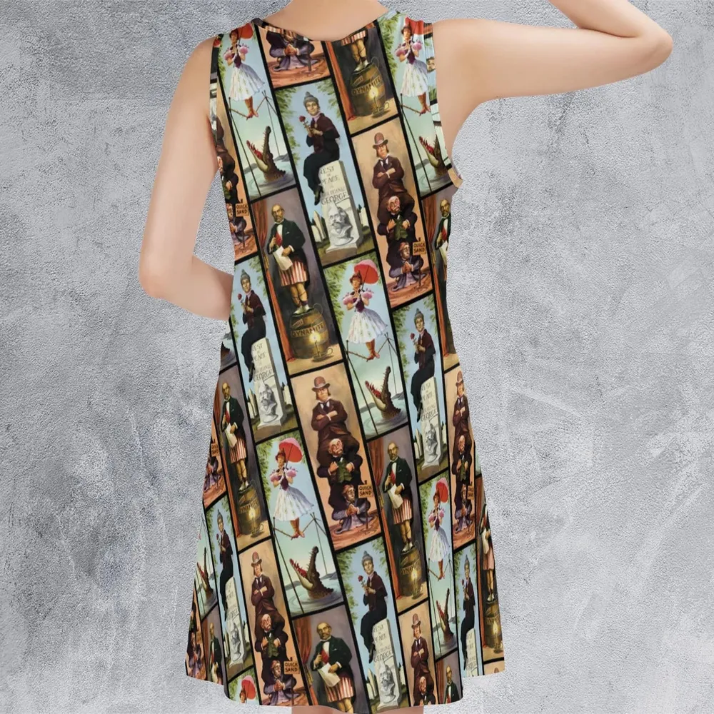 Haunted Mansion Vintage Stretch Pattern Sleeveless Dress - 3