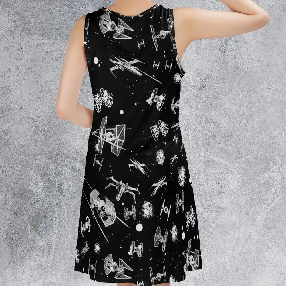 Space Ship Battle Star Wars Sleeveless Dress - 3