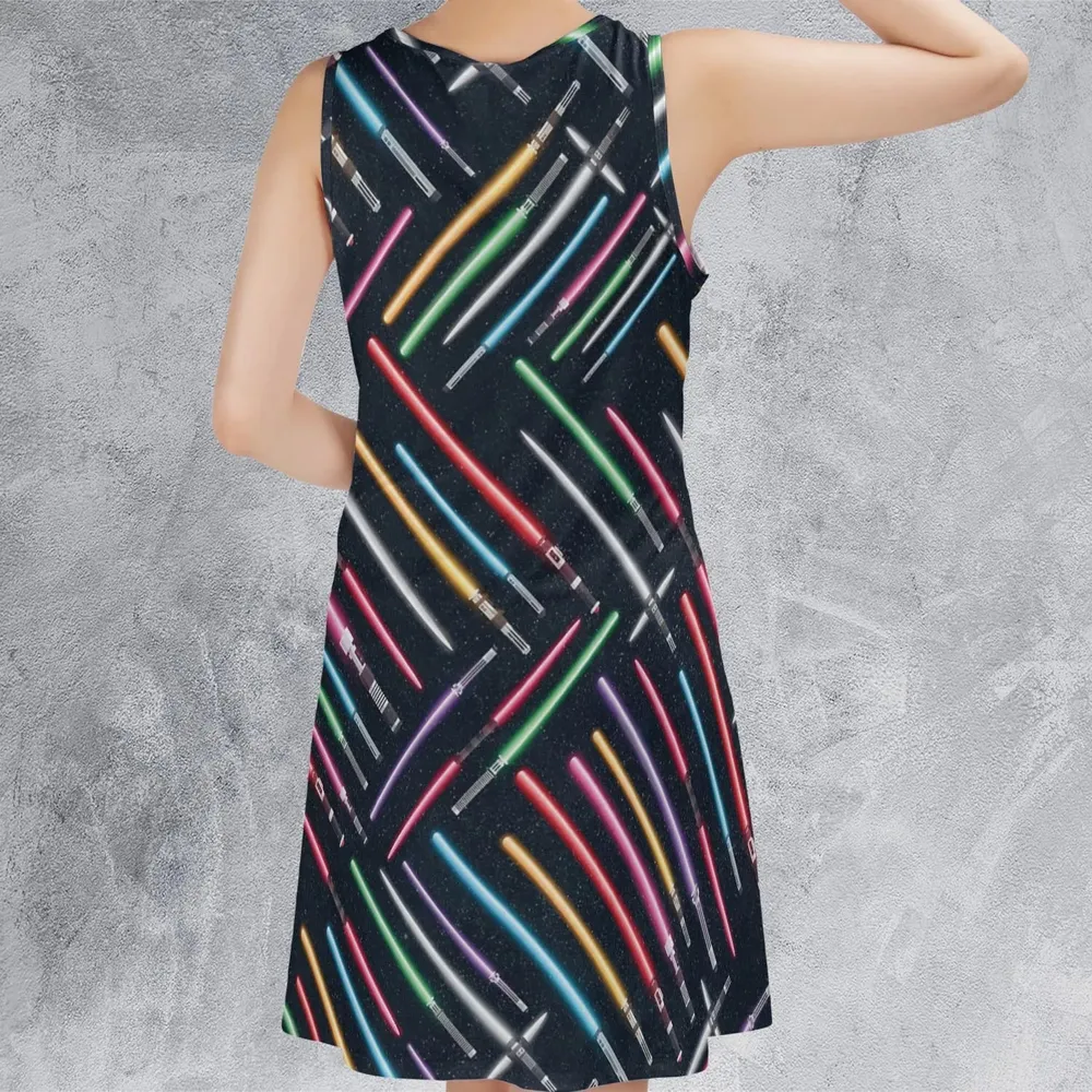 Lightsabers Star Wars Pattern Sleeveless Dress - 3