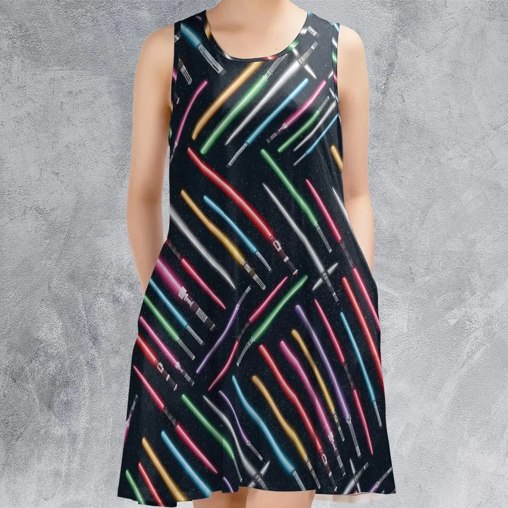 Lightsabers Star Wars Pattern Sleeveless Dress - 2