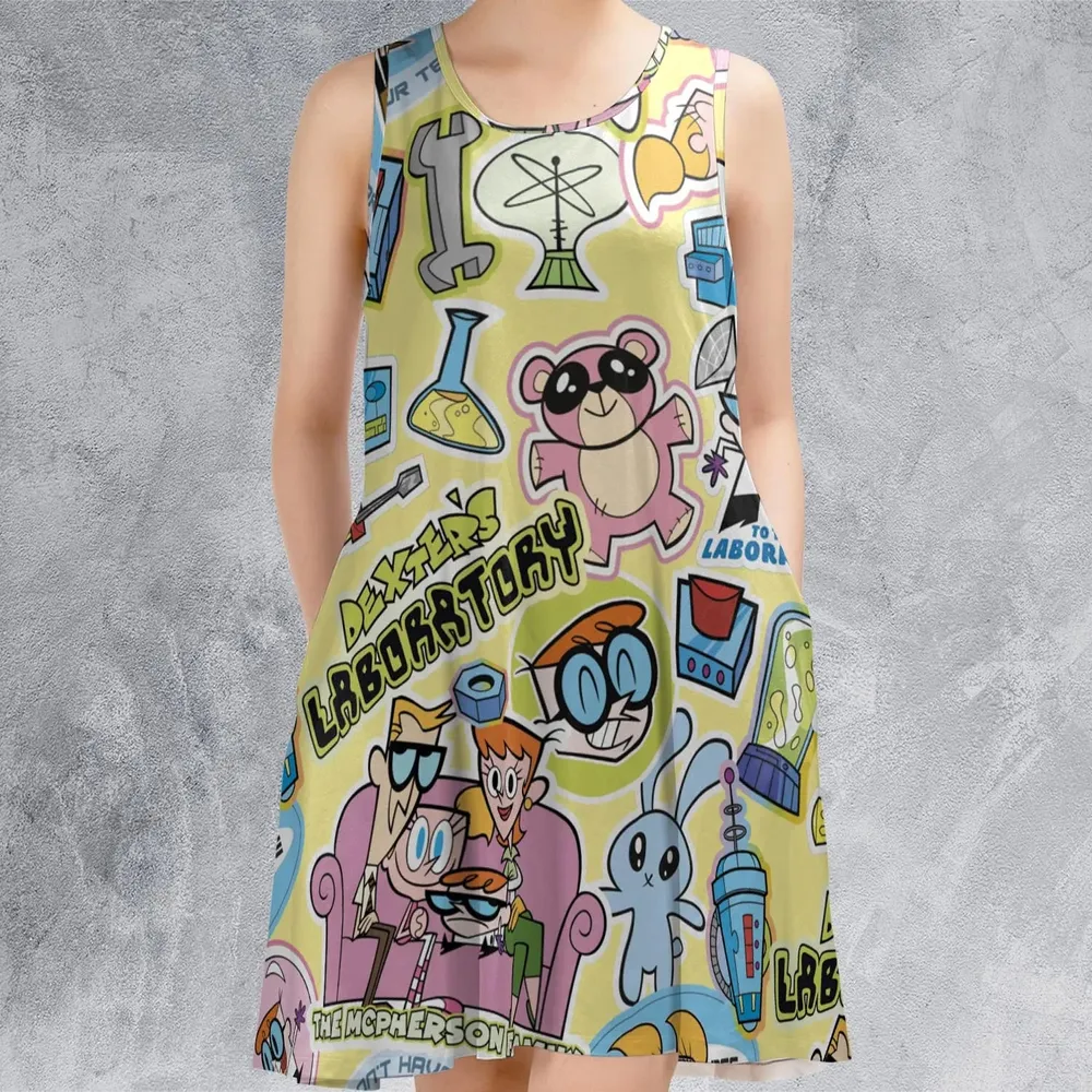 Dee Dee Mandark Dexter's Laboratory Funny Sleeveless Dress - 2