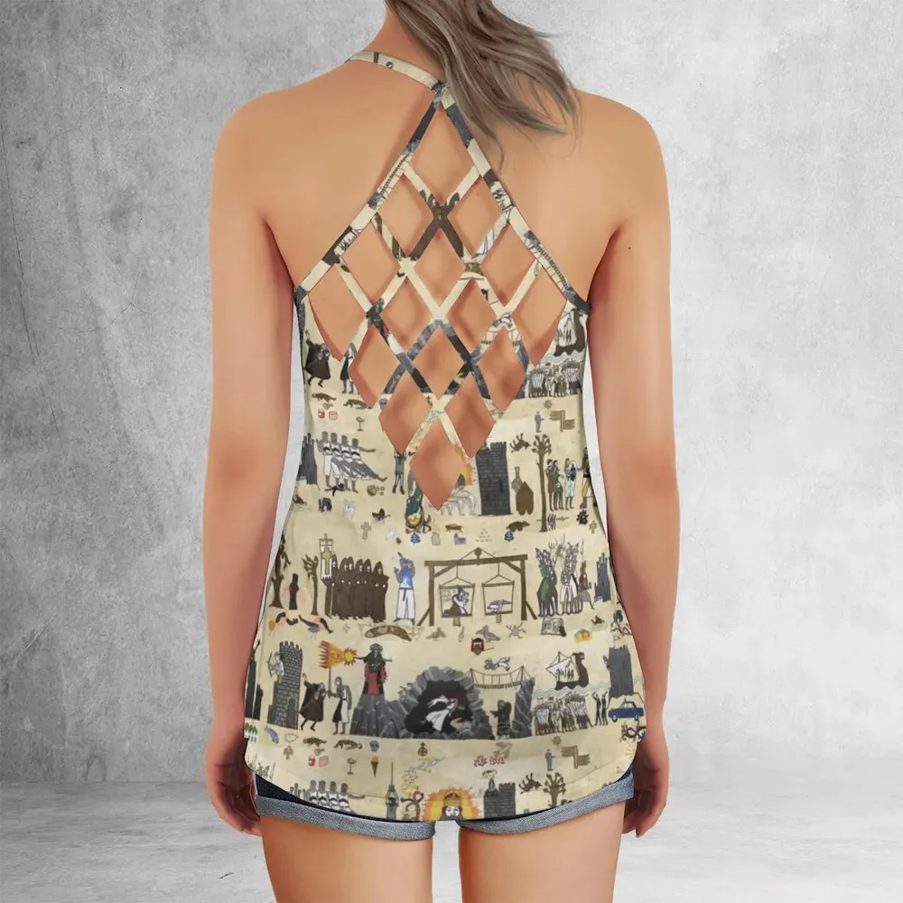 Bayeux Tapestry Monty Python Criss Cross Tank Top - 3