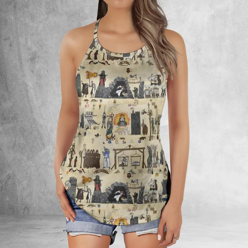 Bayeux Tapestry Monty Python Criss Cross Tank Top - 2