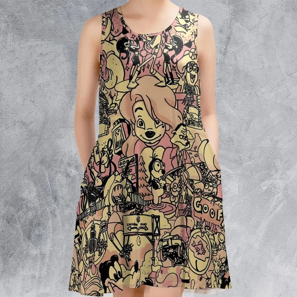 Goofy Movie Collage Sleeveless Dress - 2
