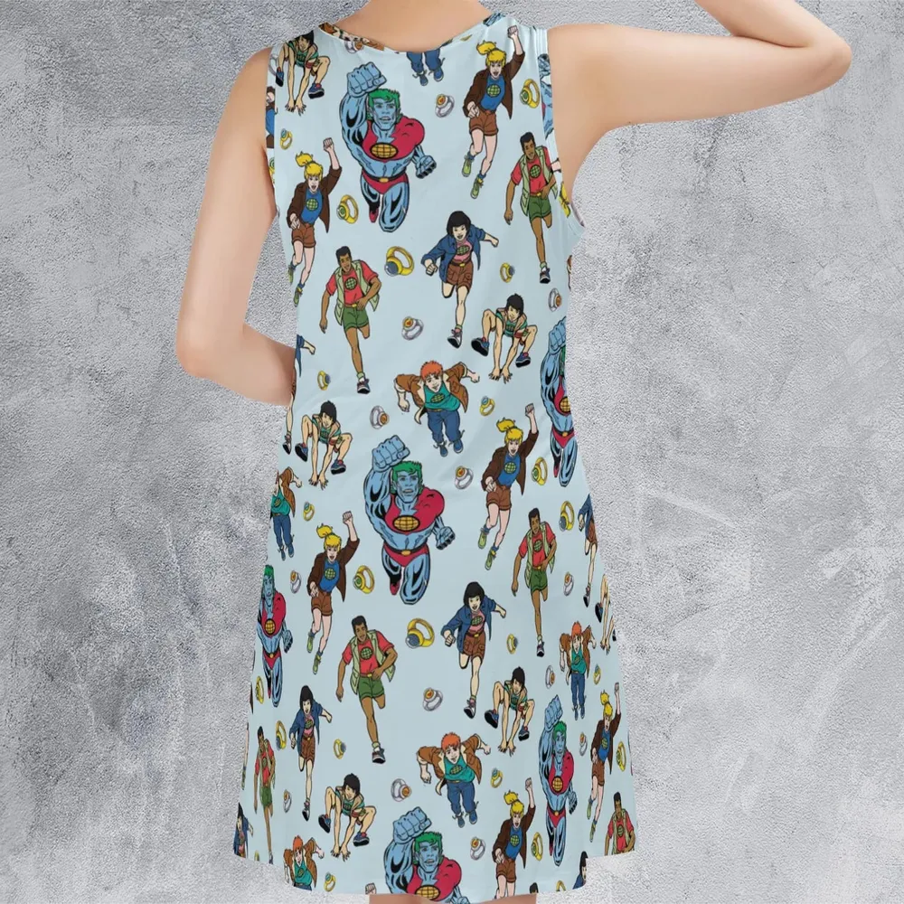 Save The Planet Captain Planet and the Planeteers Sleeveless Dress - 3