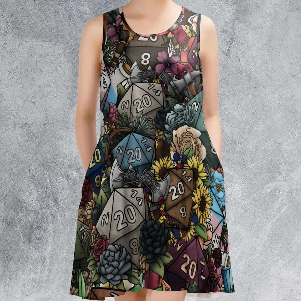 Flower Dice DnD Sleeveless Dress - 2