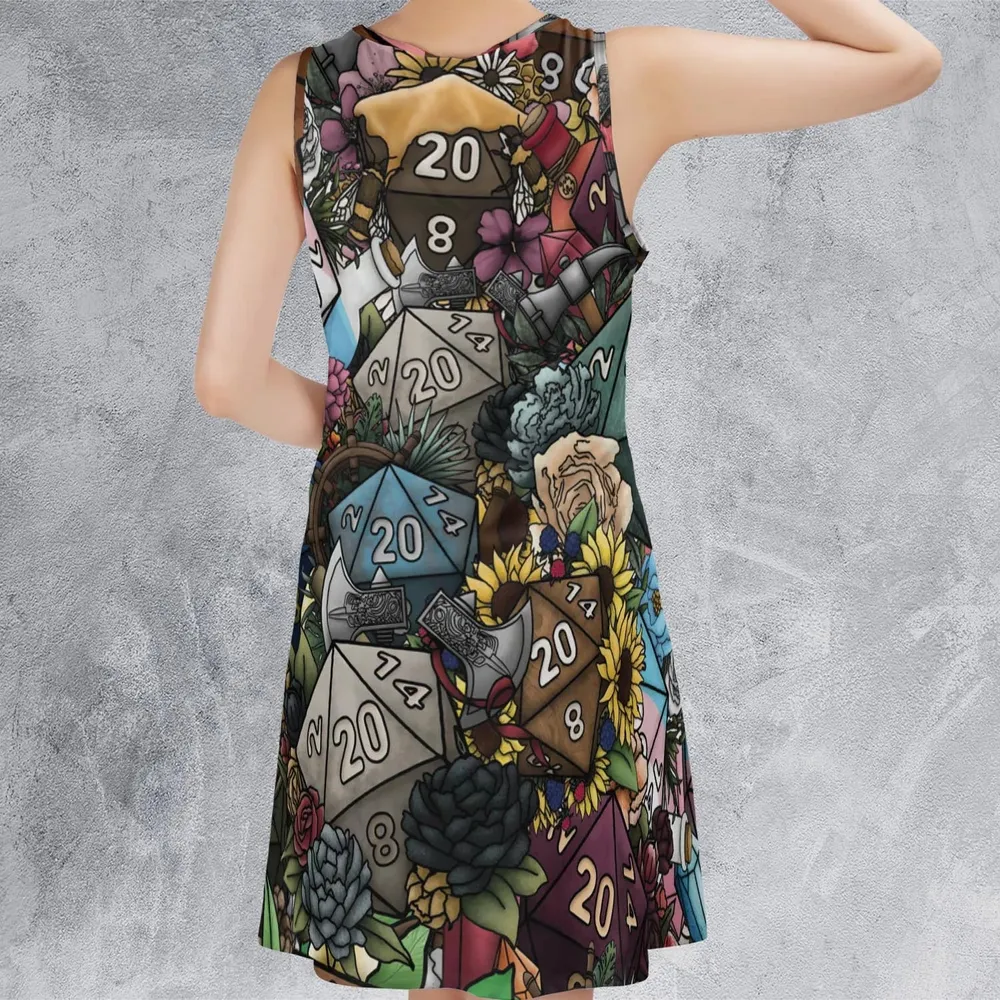 Flower Dice DnD Sleeveless Dress - 3