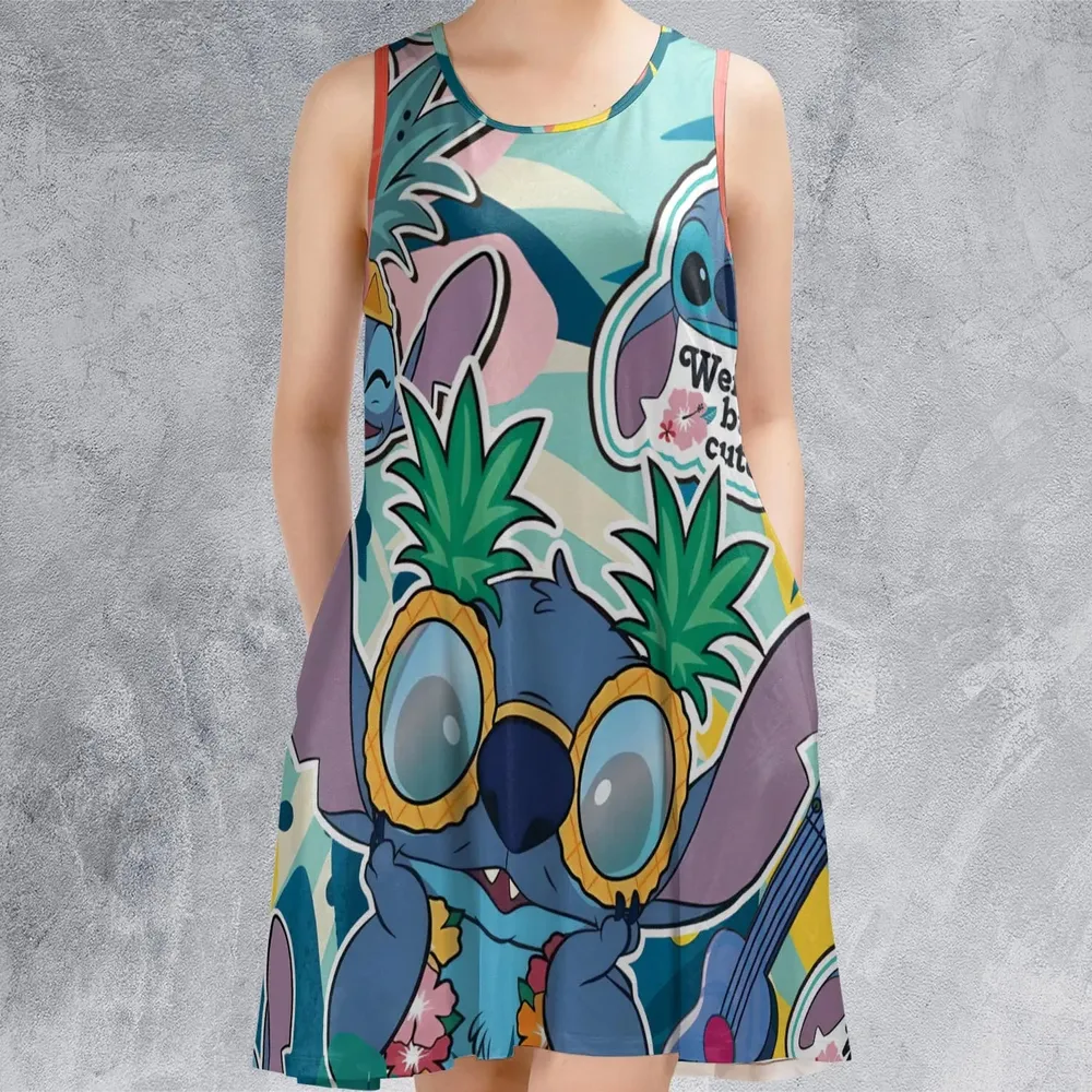 Weird But Cute Stitch Sleeveless Dress - 2