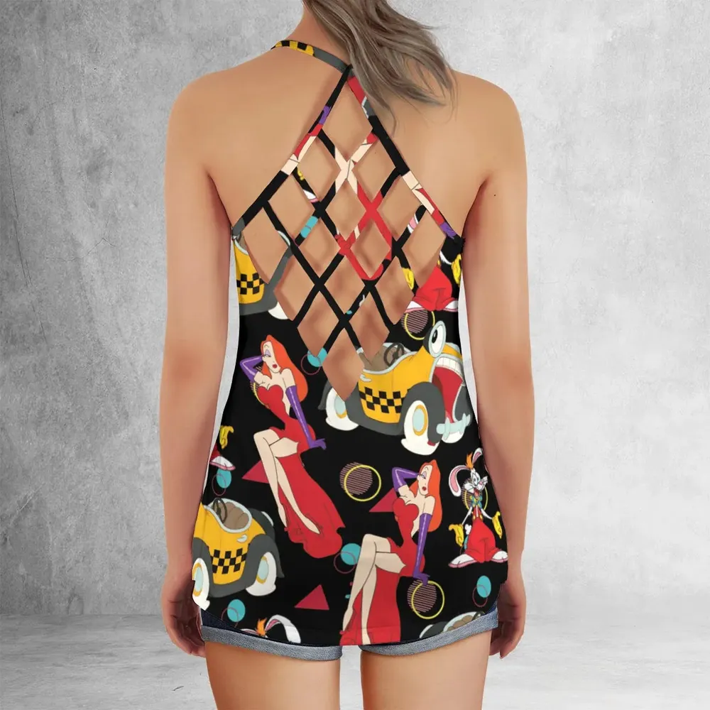 Retro 90s Jessica Rabbit Roger Rabbit Criss Cross Tank Top - 3