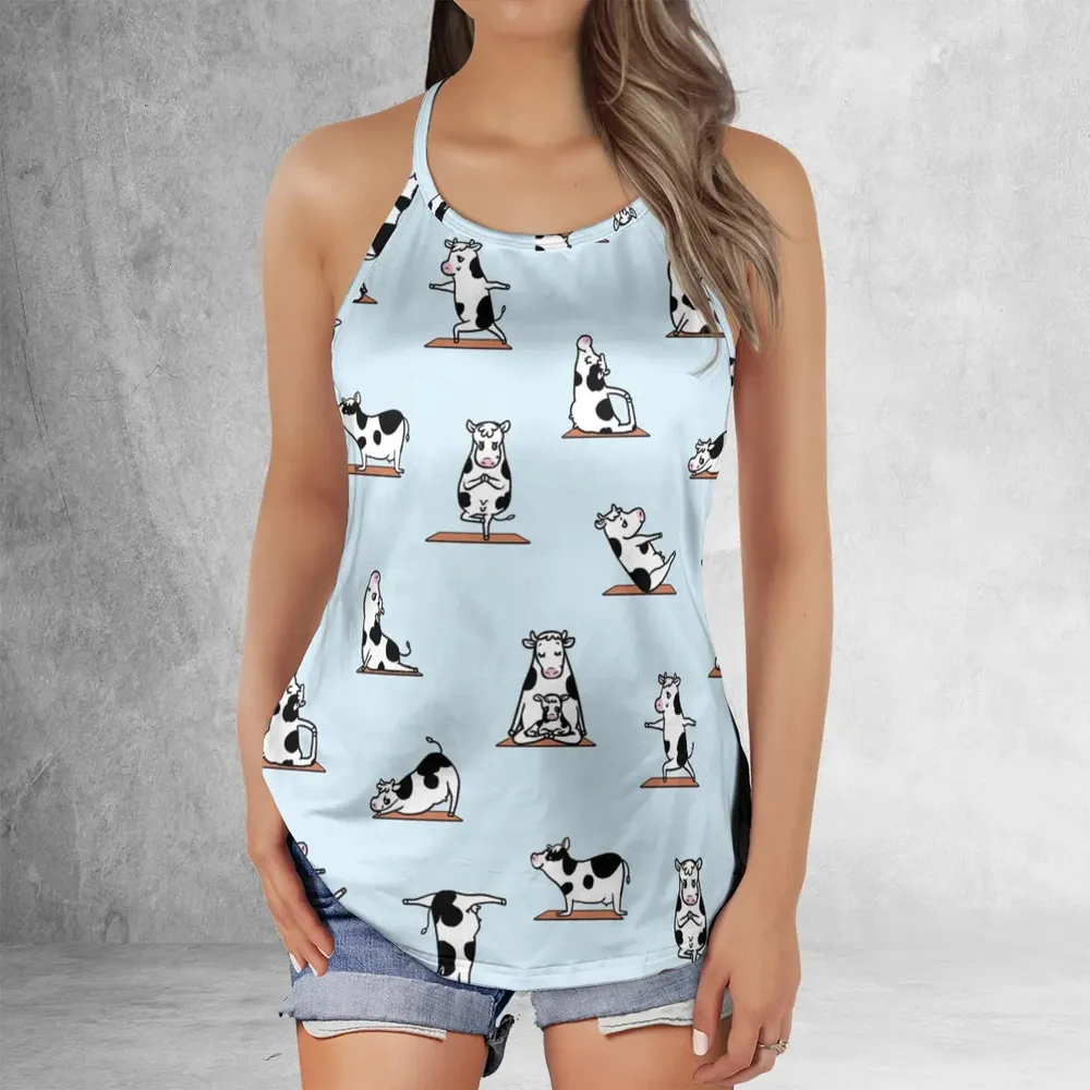 Moo Yoga Pattern Criss Cross Tank Top - 2