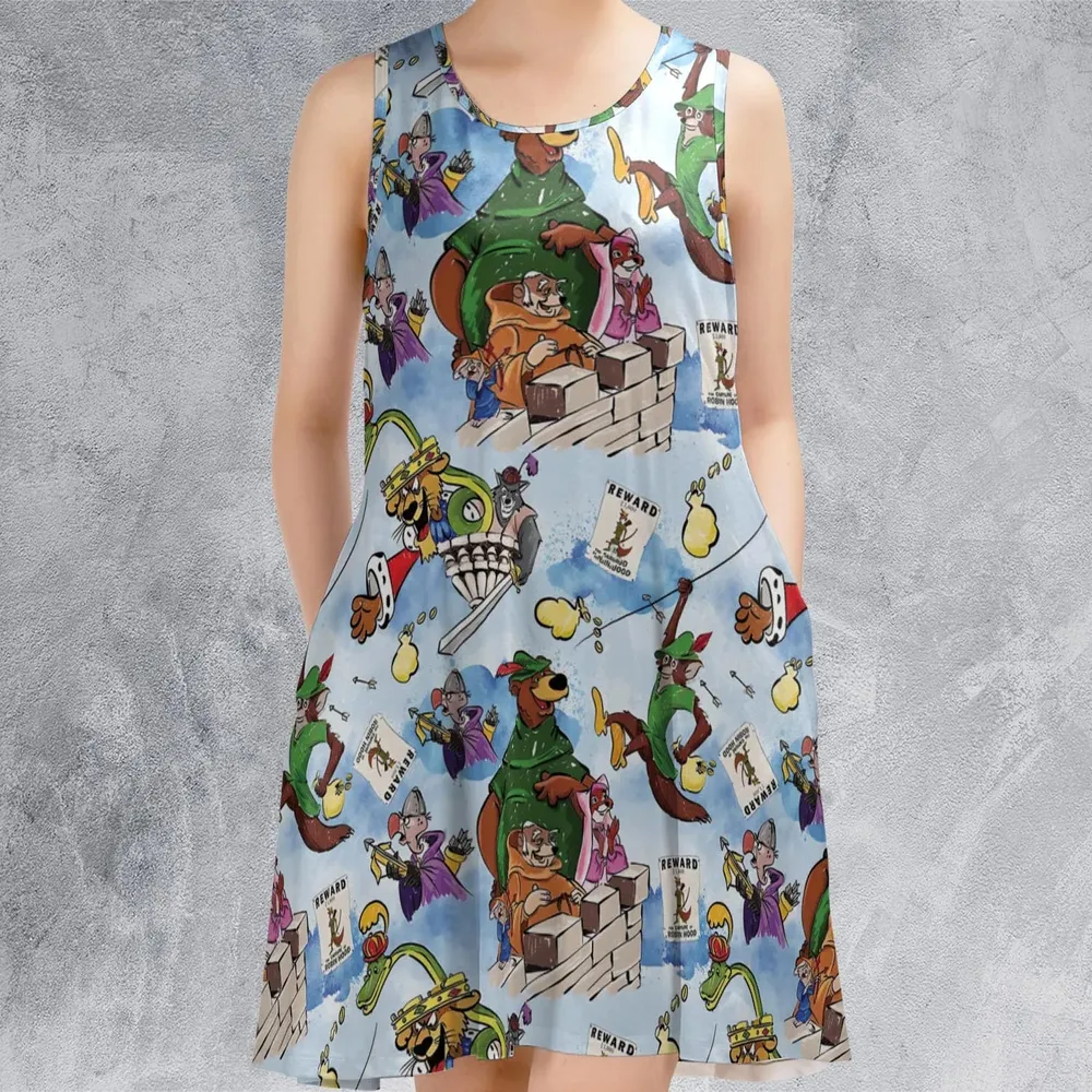 Robin Hood Characters Pattern Sleeveless Dress - 2