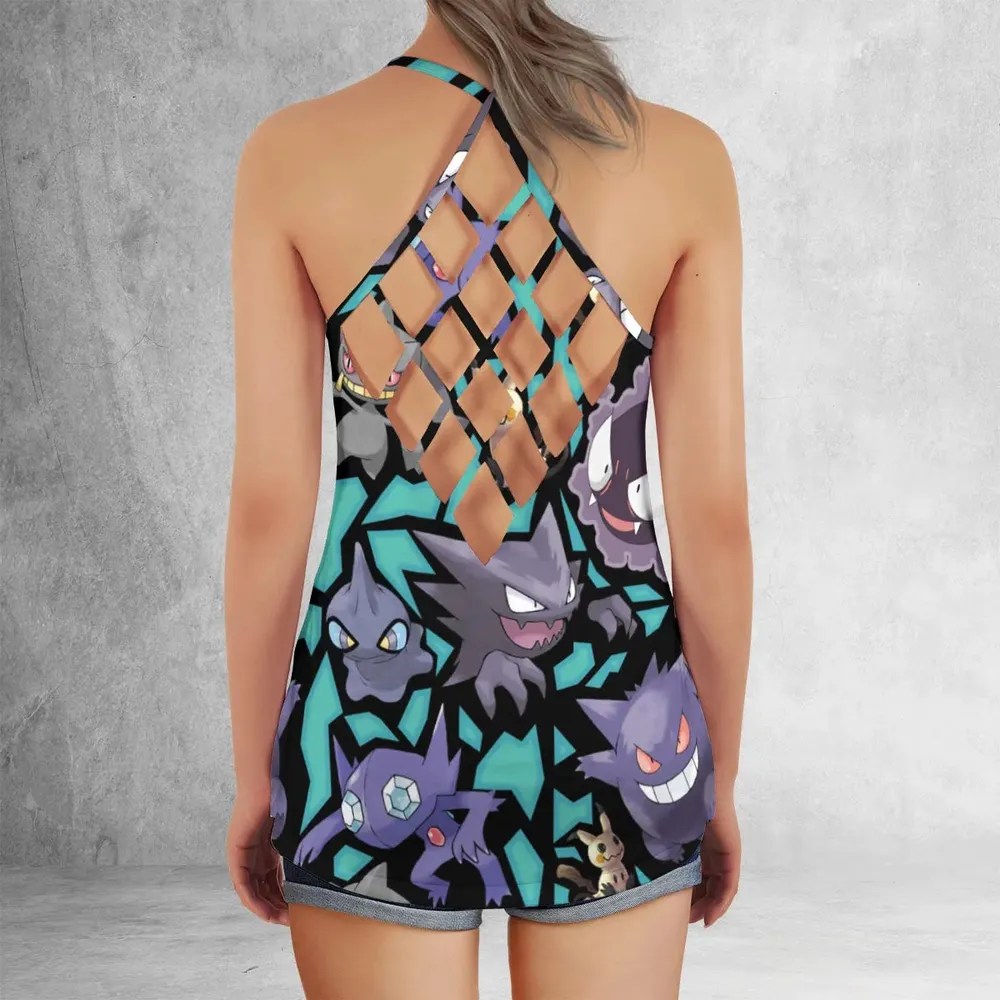 Ghost Type Pokemon Criss Cross Tank Top - 3