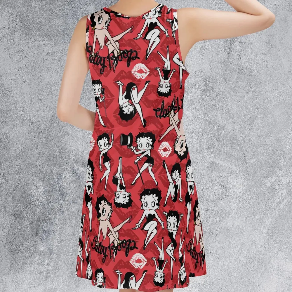 Betty Boop Singer Cartoon Sexy Sleeveless Dress - 3