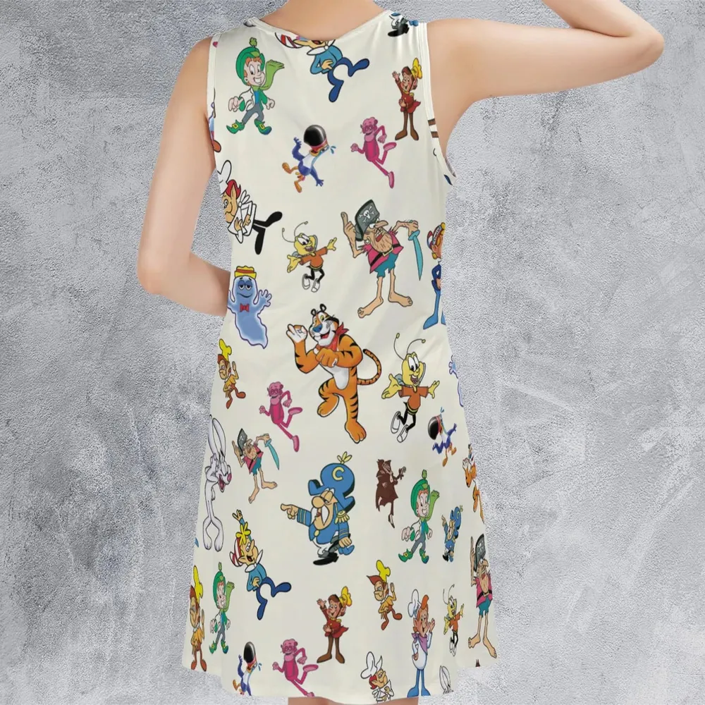 80s 90s Commercial Mascot Cereal Sleeveless Dress - 3