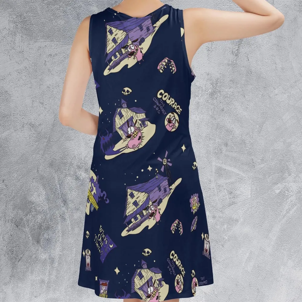 Courage the Cowardly Dog Scenic Sleeveless Dress - 3