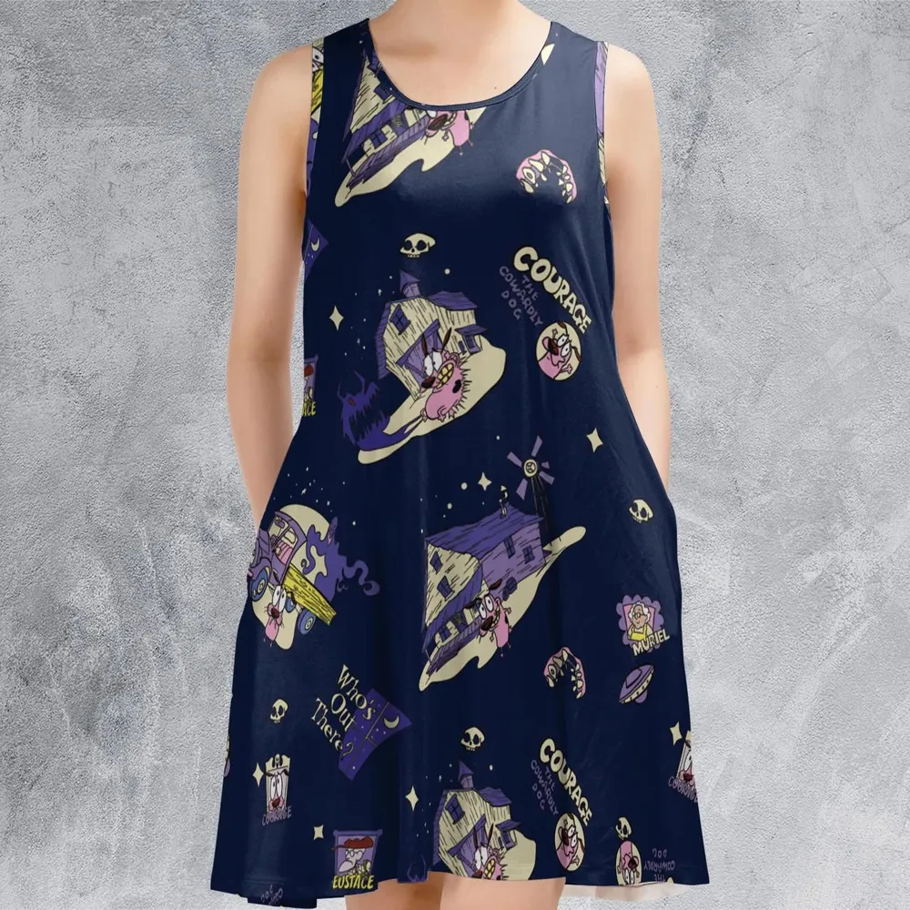 Courage the Cowardly Dog Scenic Sleeveless Dress - 2