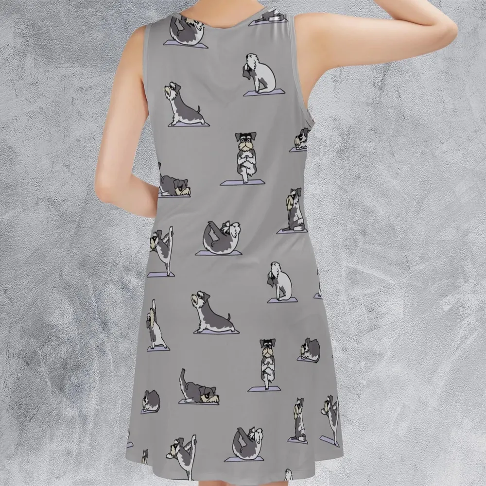 Miniature Schnauzer Yoga Pattern Sleeveless Dress - 3
