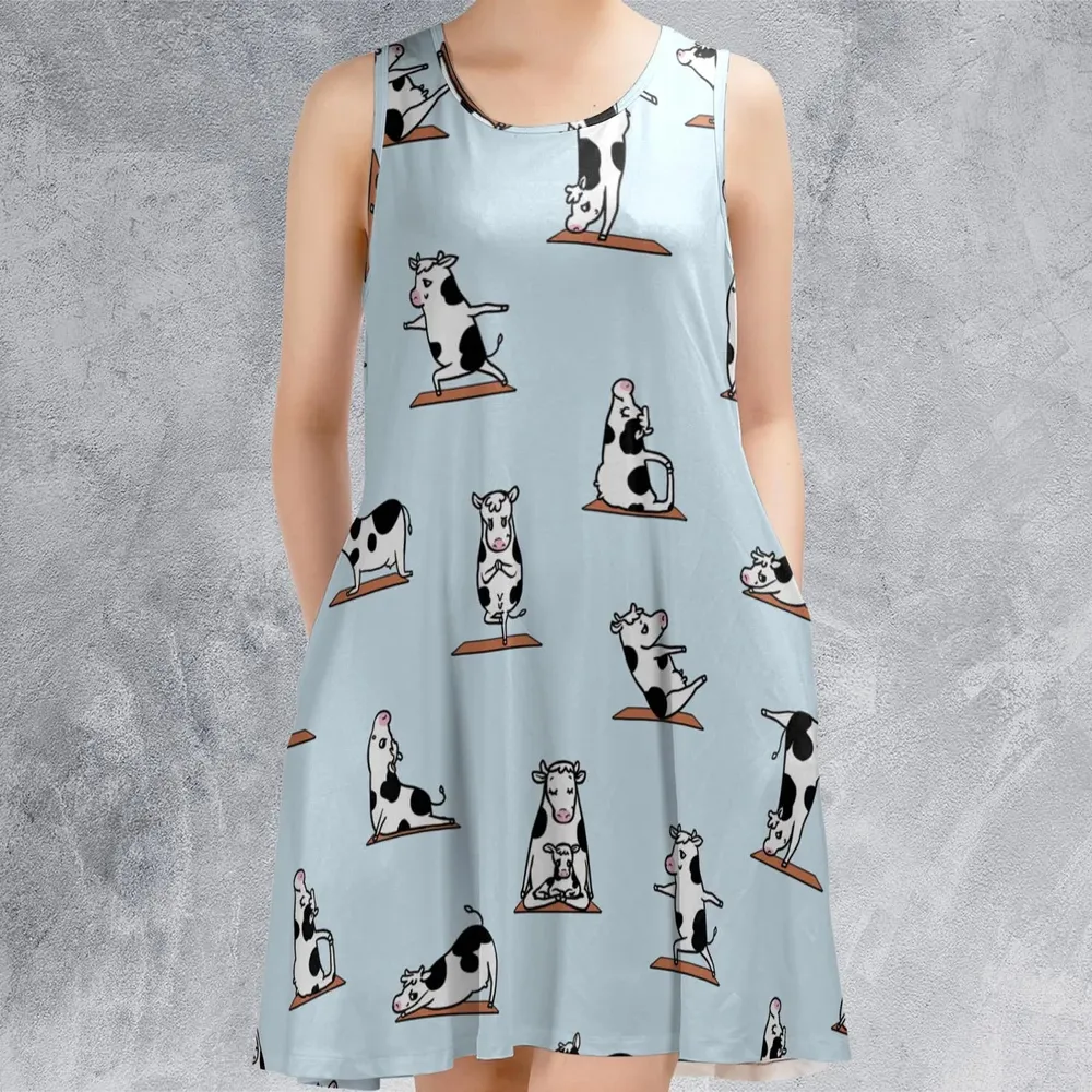 Moo Yoga Pattern Sleeveless Dress - 2