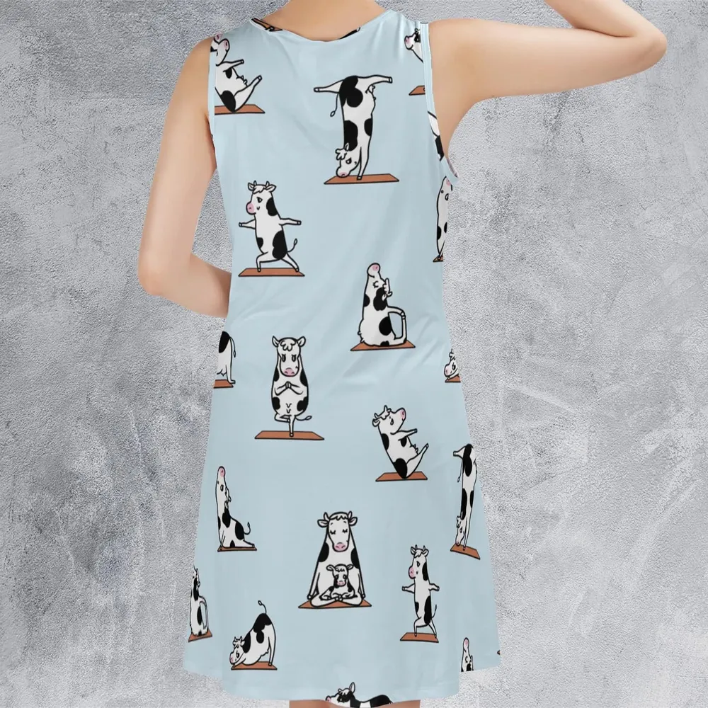 Moo Yoga Pattern Sleeveless Dress - 3