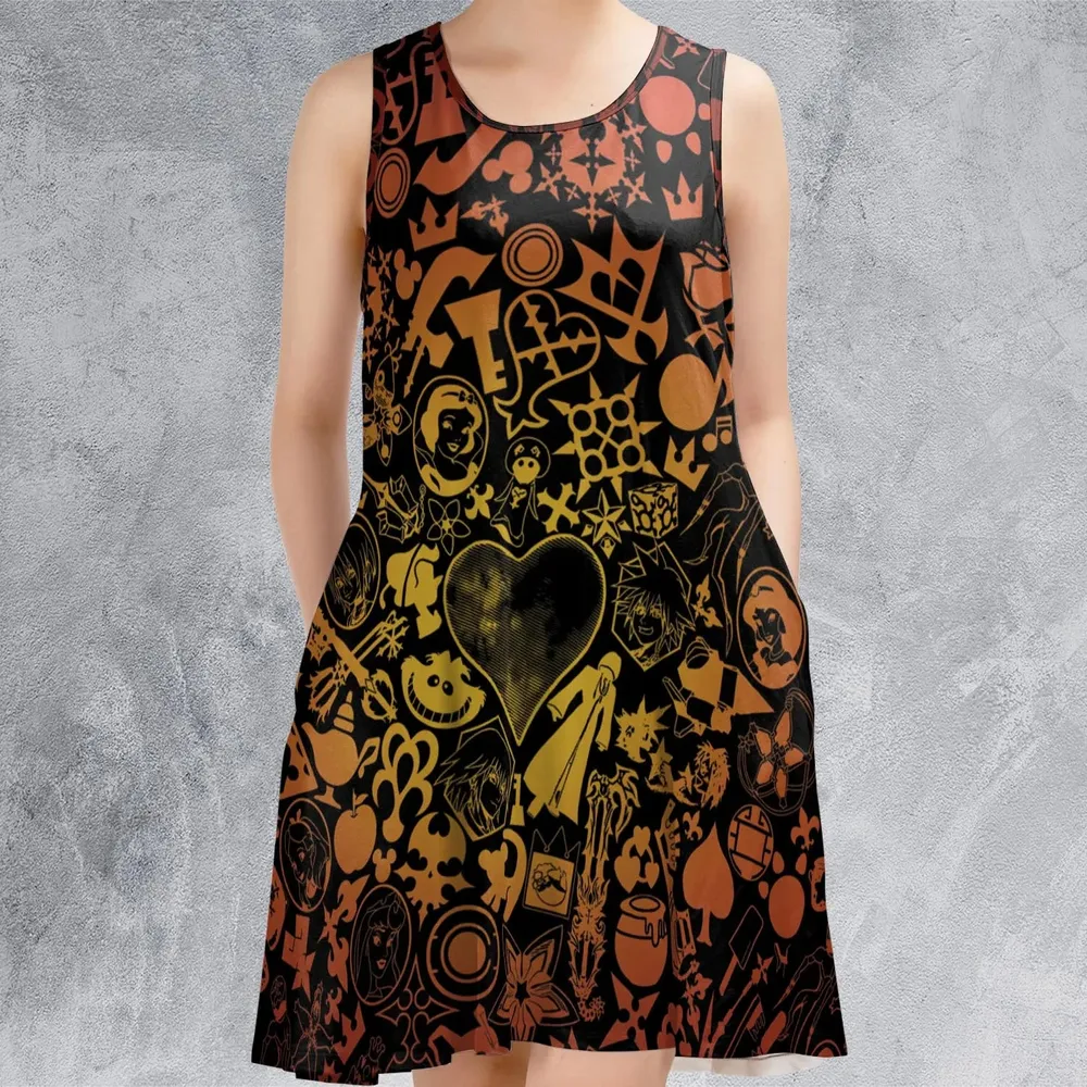 Red Key Heart Kingdom Hearts Sleeveless Dress - 2
