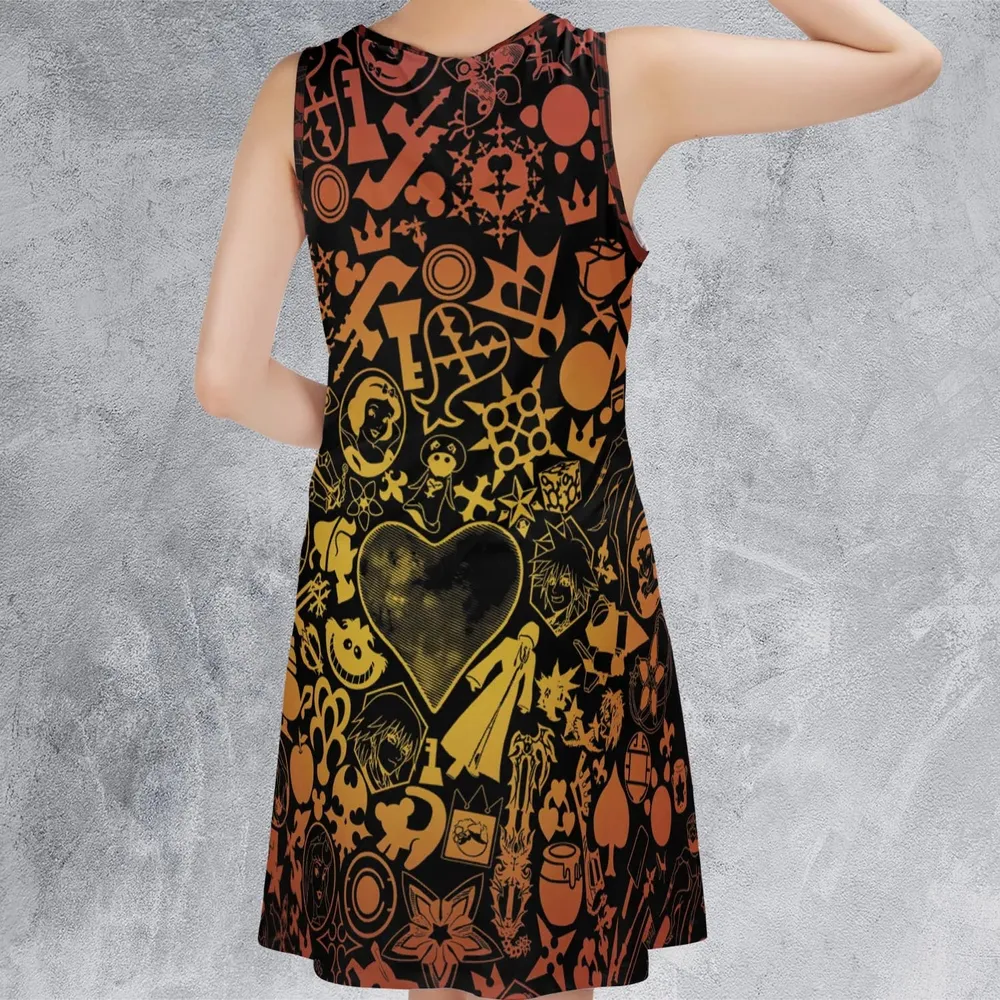 Red Key Heart Kingdom Hearts Sleeveless Dress - 3