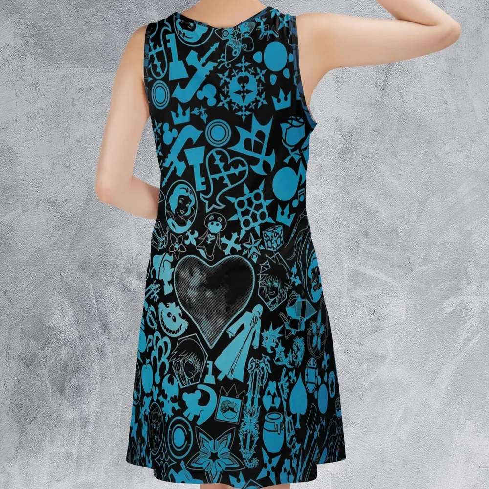 Blue Key Heart Kingdom Hearts Sleeveless Dress - 3