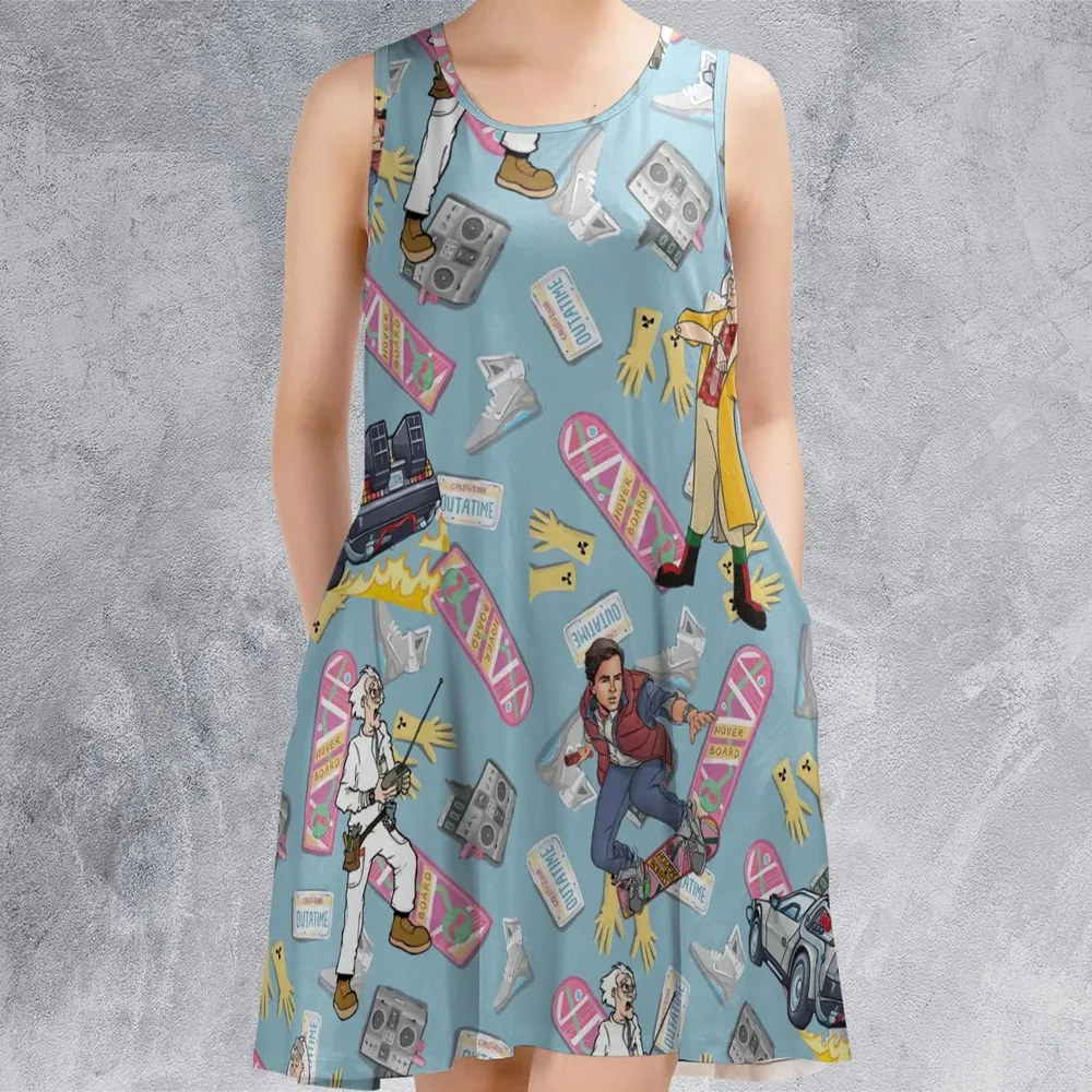 Marty McFly Dr. Emmett Brown Back To The Future Sleeveless Dress - 2