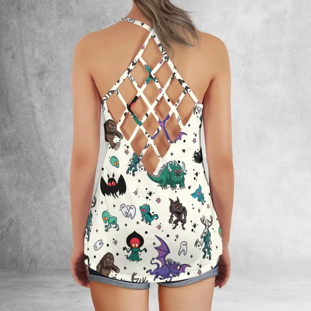 Cryptids of the Americas Cryptozoology Cryptids Monster Criss Cross Tank Top - 3