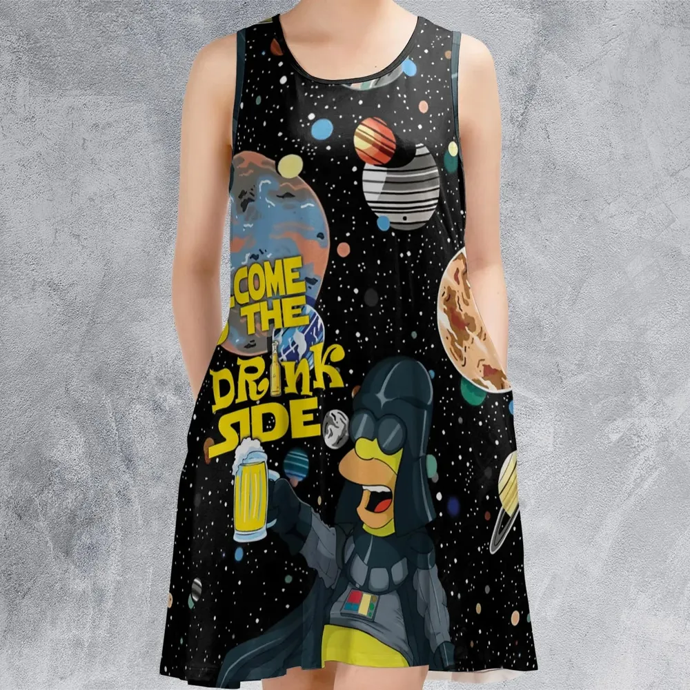 Simpson Darth Vader Welcome To The Drink Side Sleeveless Dress - 2