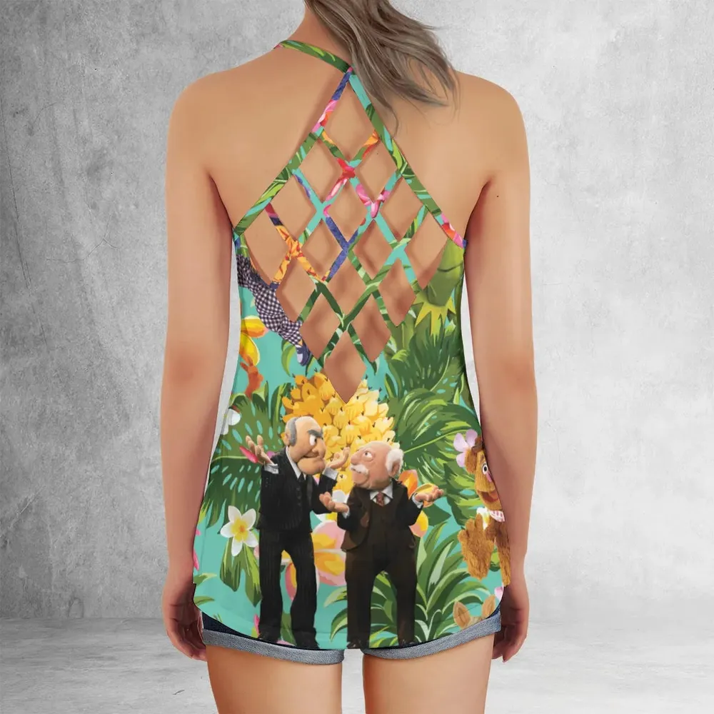 Statler And Waldorf Muppets Tropical Criss Cross Tank Top - 3