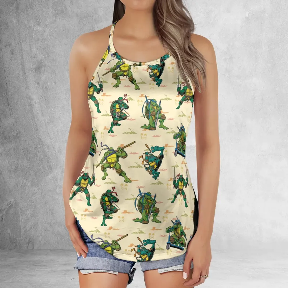 TMNT Characters Weapon Pattern Criss Cross Tank Top - 2