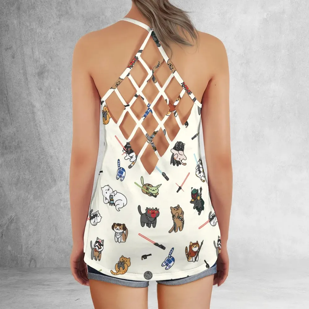 Star Wars Characters As Cats Criss Cross Tank Top - 3